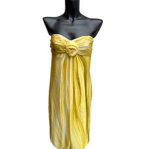 Ken Unger New York Sleeveless Strapless Back Zip Bodycon Dress Yellow Size 12
